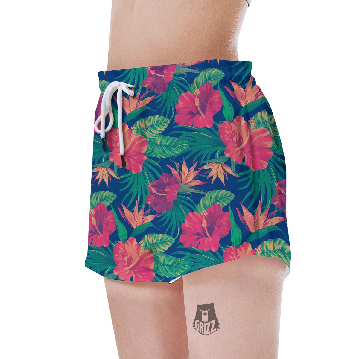 Hibiscus Hawaiian Flower Print Women's Shorts-grizzshop