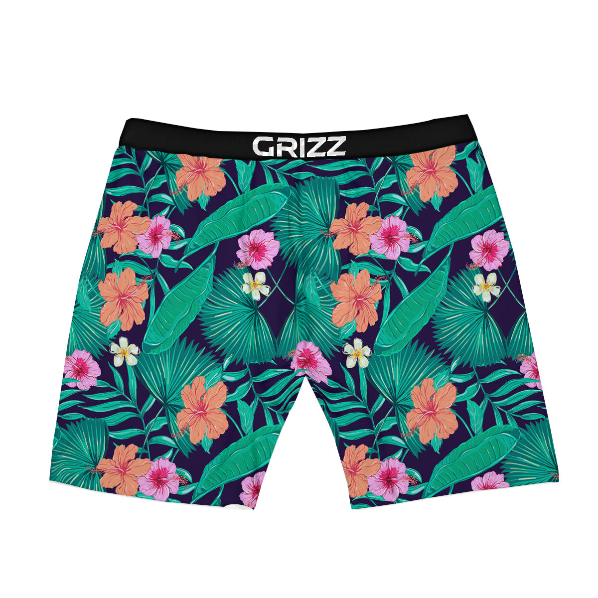 Hibiscus Leaves Tropical Print Pattern Boxer Briefs-grizzshop