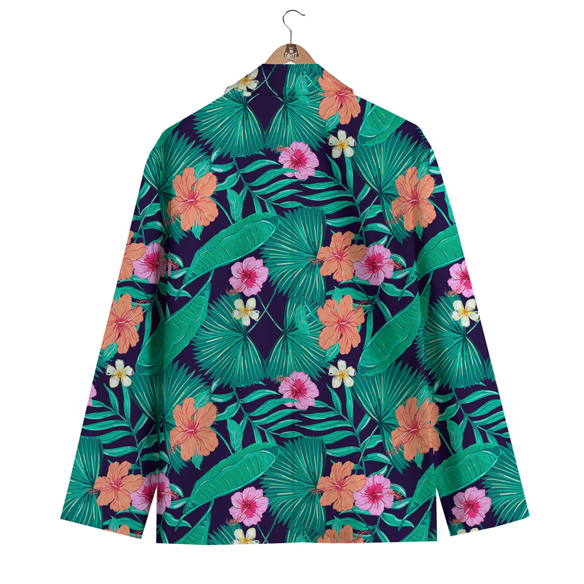 Hibiscus Leaves Tropical Print Pattern Men's Blazer-grizzshop