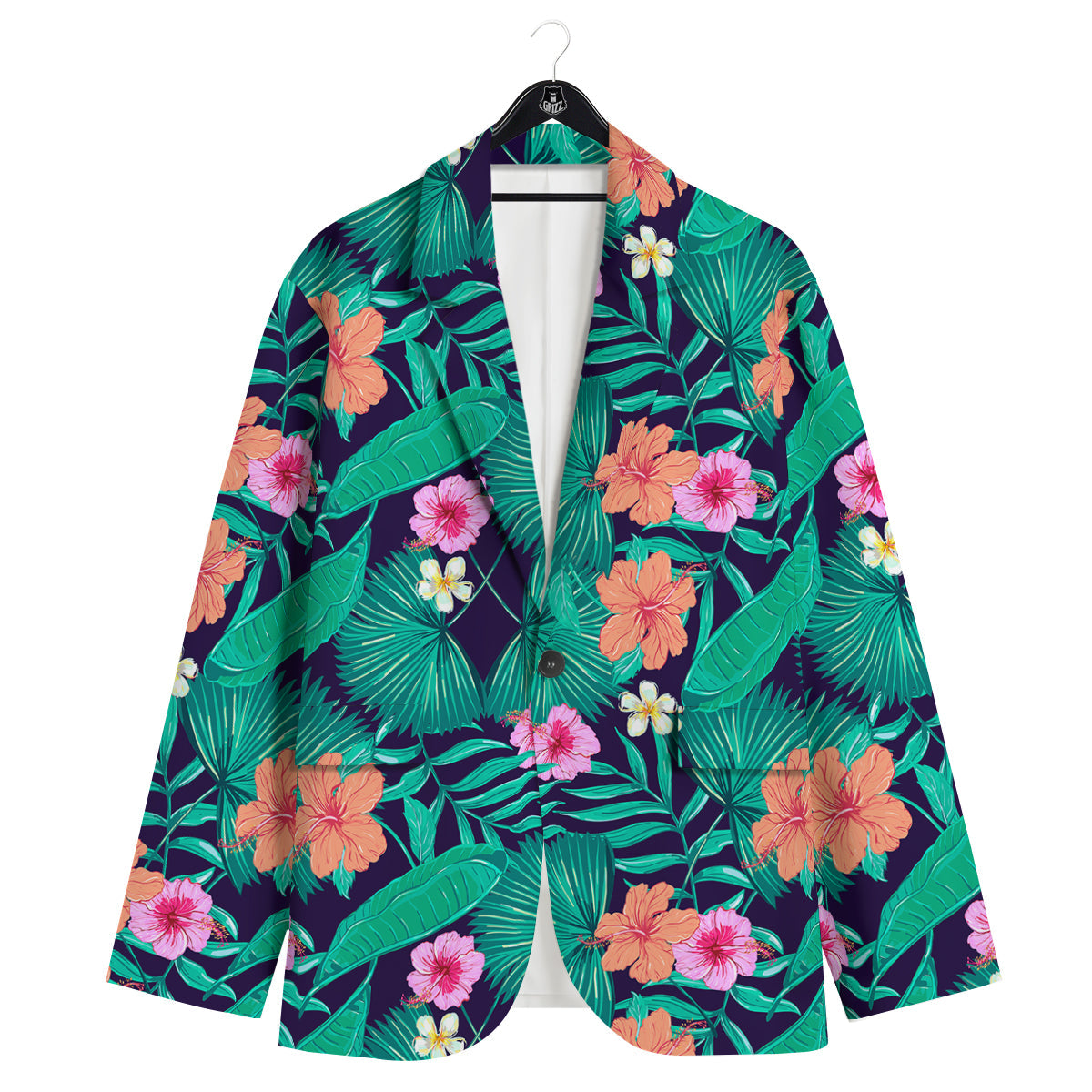 Hibiscus Leaves Tropical Print Pattern Men's Sport Coat-grizzshop