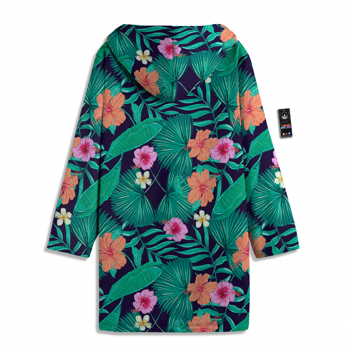 Hibiscus Leaves Tropical Print Pattern Men's Windbreaker Jacket-grizzshop
