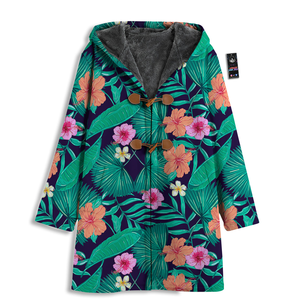 Hibiscus Leaves Tropical Print Pattern Men's Windbreaker Jacket-grizzshop