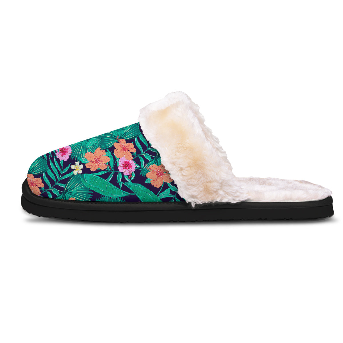 Hibiscus Leaves Tropical Print Pattern Slippers-grizzshop