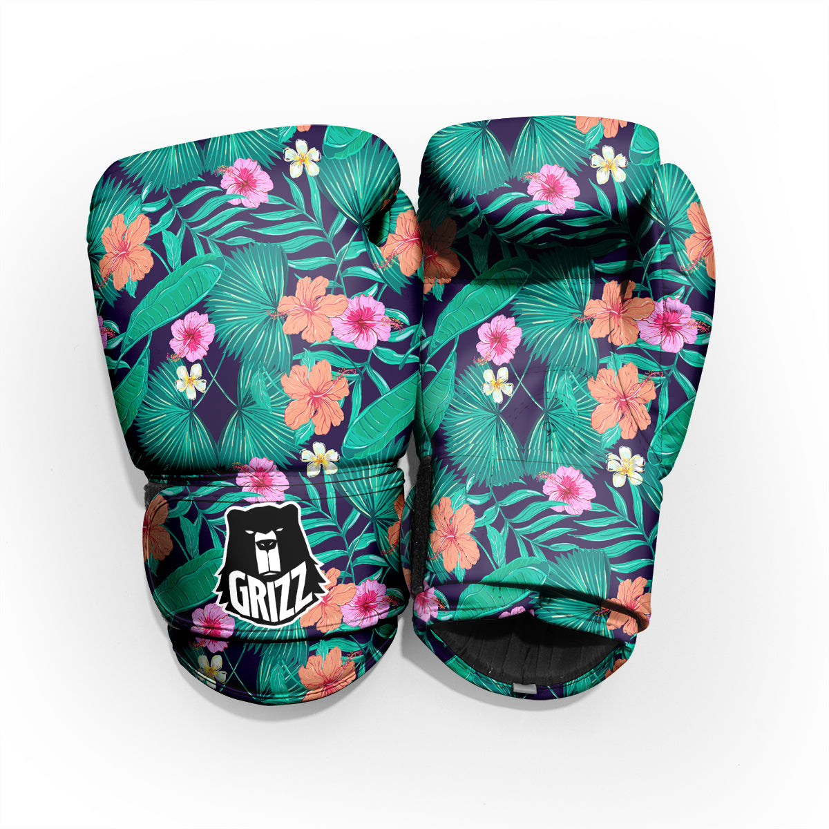 Hibiscus Leaves Tropical Print Pattern Pro Boxing Glove