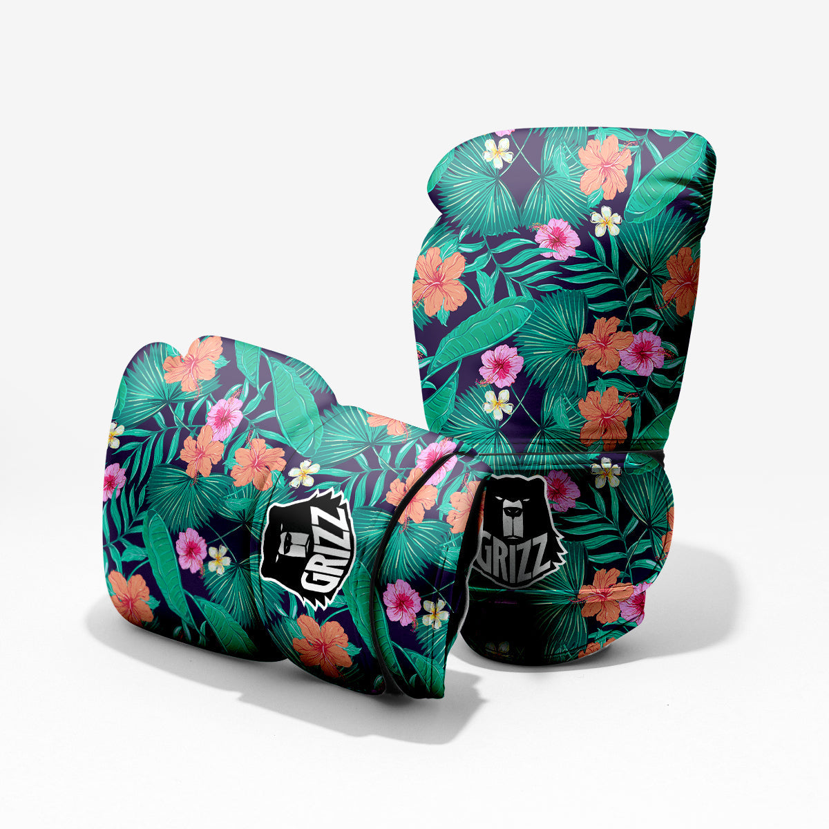 Hibiscus Leaves Tropical Print Pattern Pro Boxing Glove
