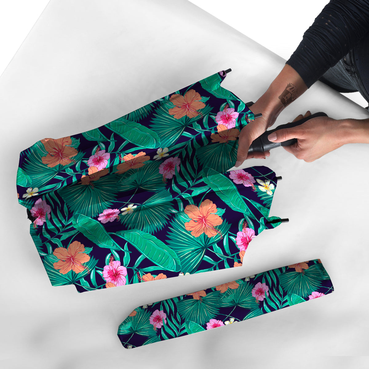 Hibiscus Leaves Tropical Print Pattern Umbrella-grizzshop