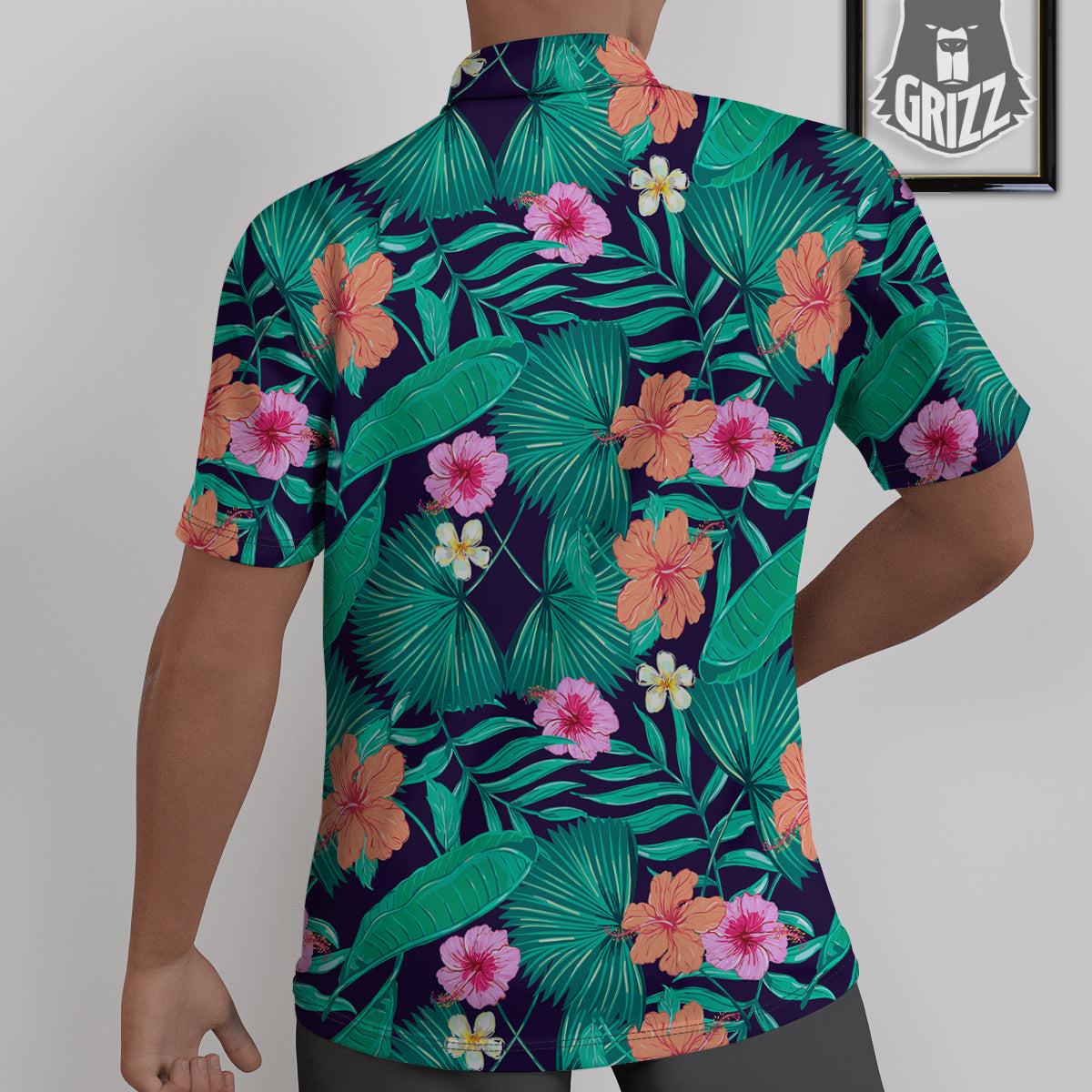 Hibiscus Leaves Tropical Print Pattern Untucked Shirts-grizzshop