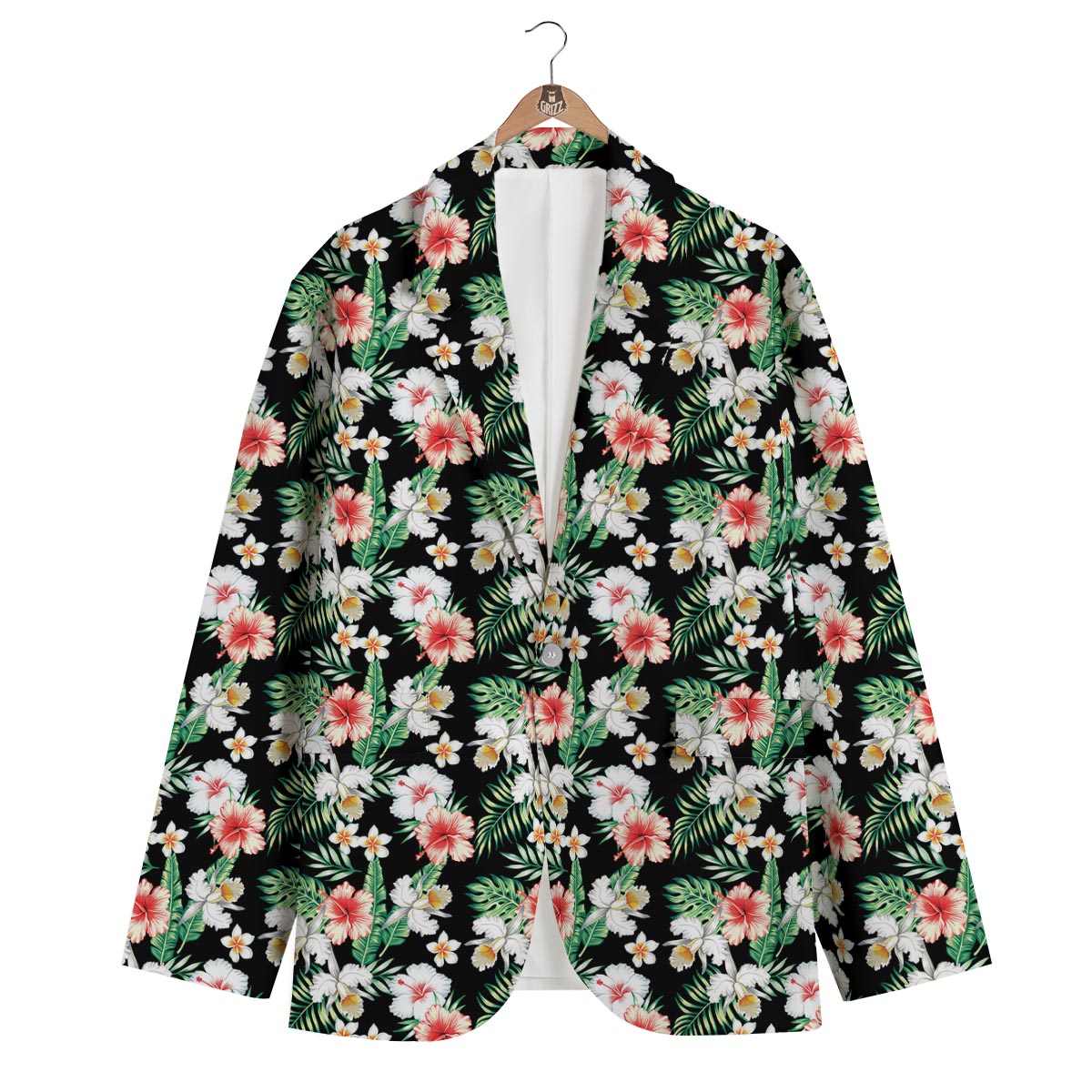 Hibiscus Lily Orchid Tropical Men's Blazer-grizzshop