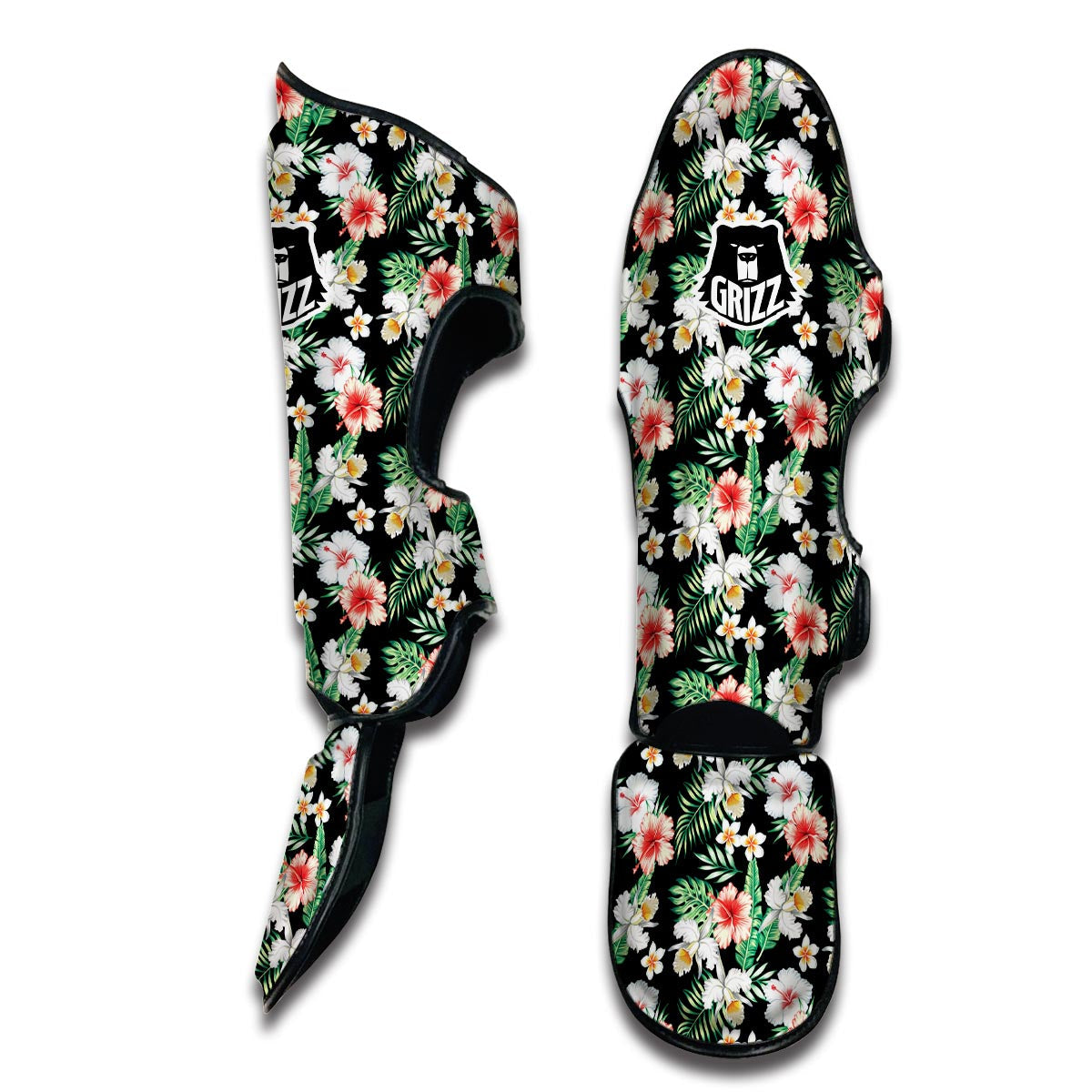 Hibiscus Lily Orchid Tropical Muay Thai Shin Guards-grizzshop