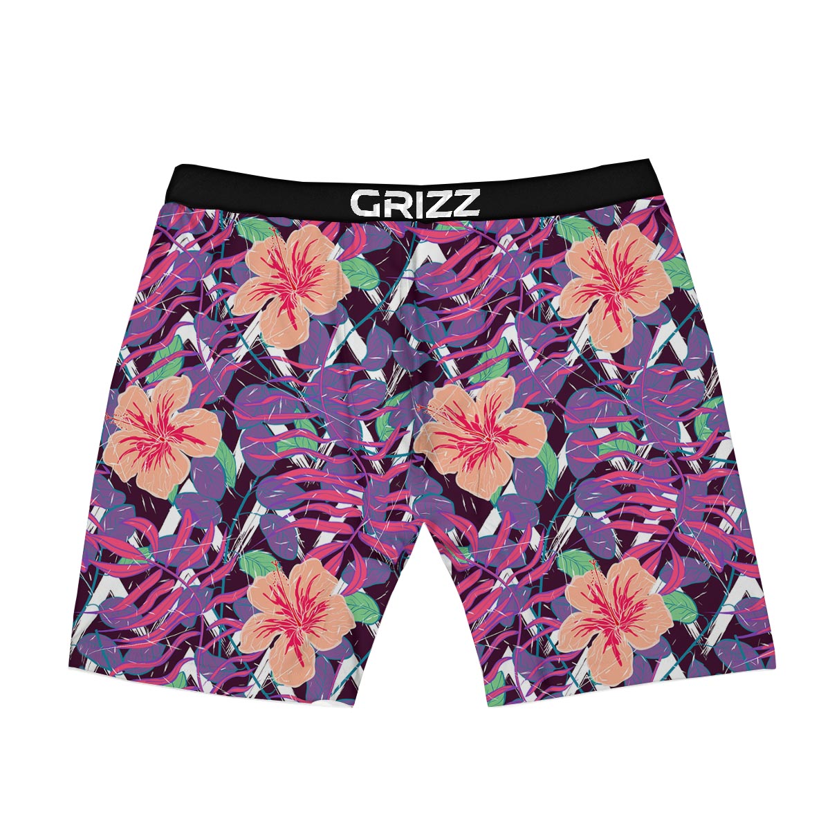 Hibiscus Purple Tropical Print Pattern Boxer Briefs-grizzshop