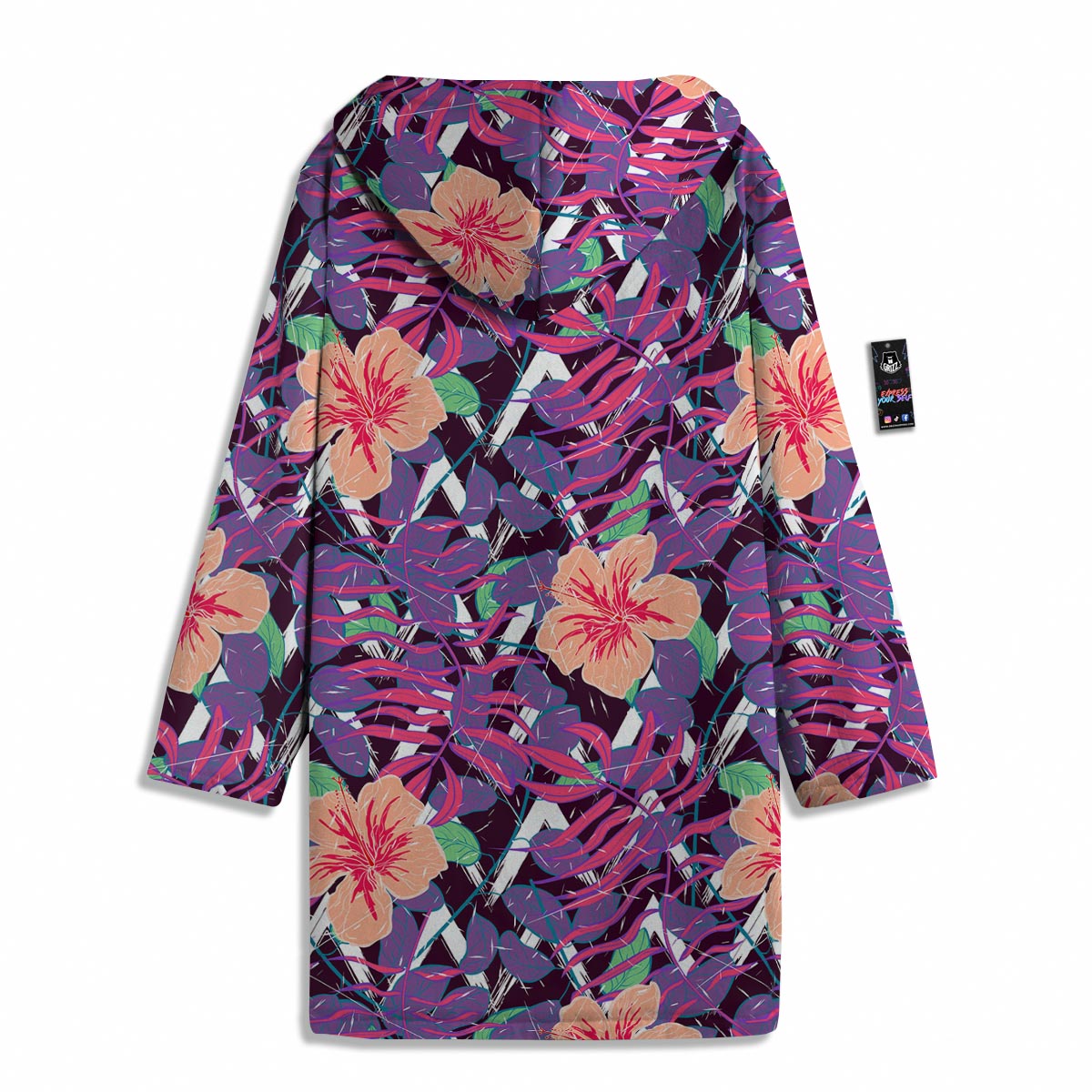 Hibiscus Purple Tropical Print Pattern Men's Windbreaker Jacket-grizzshop