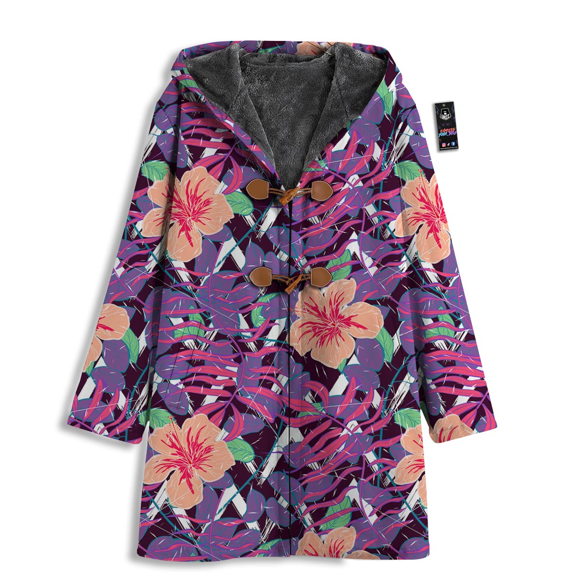 Hibiscus Purple Tropical Print Pattern Men's Windbreaker Jacket-grizzshop