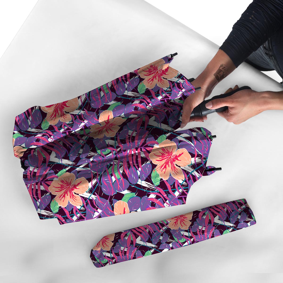 Hibiscus Purple Tropical Print Pattern Umbrella-grizzshop