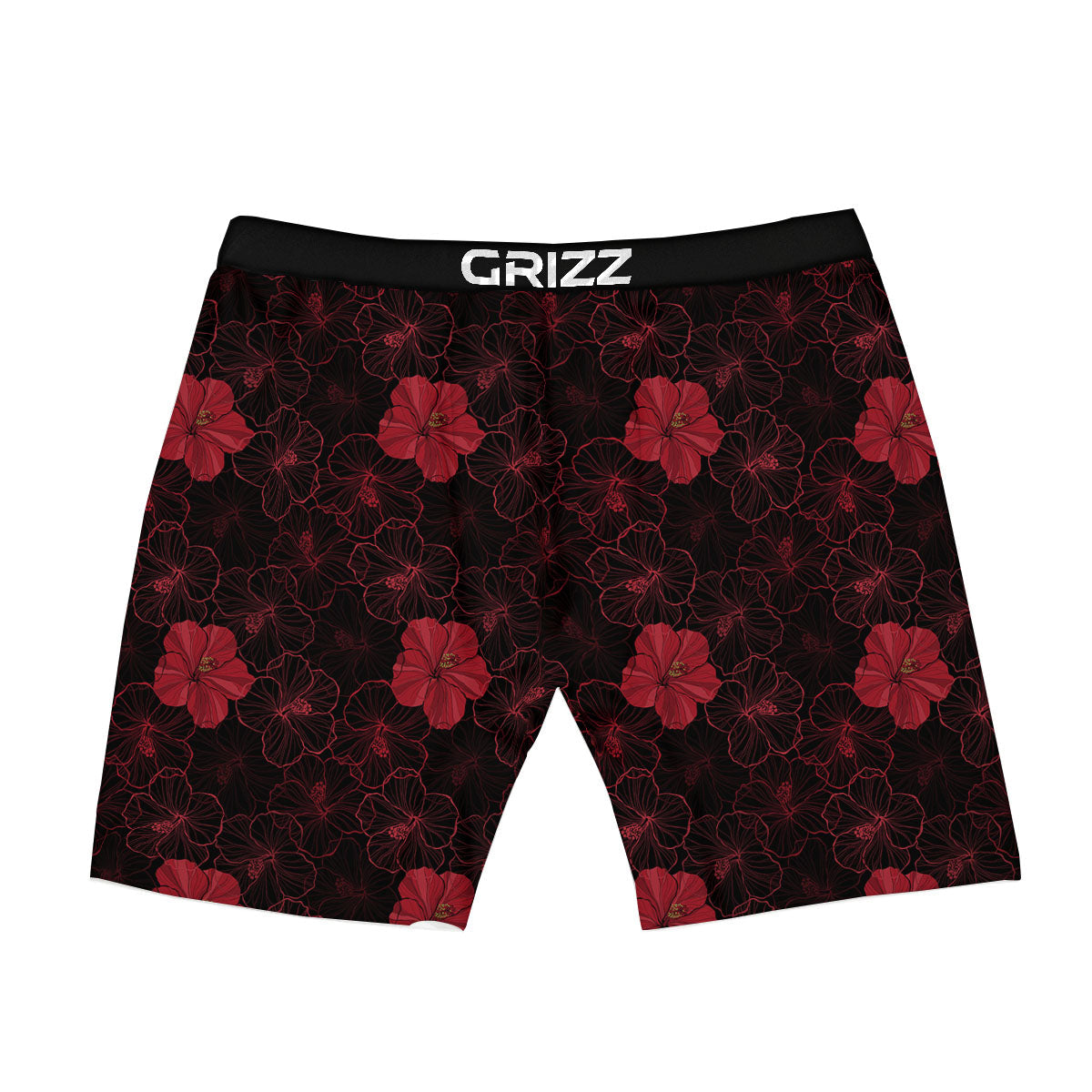 Hibiscus Red And Black Print Pattern Boxer Briefs-grizzshop