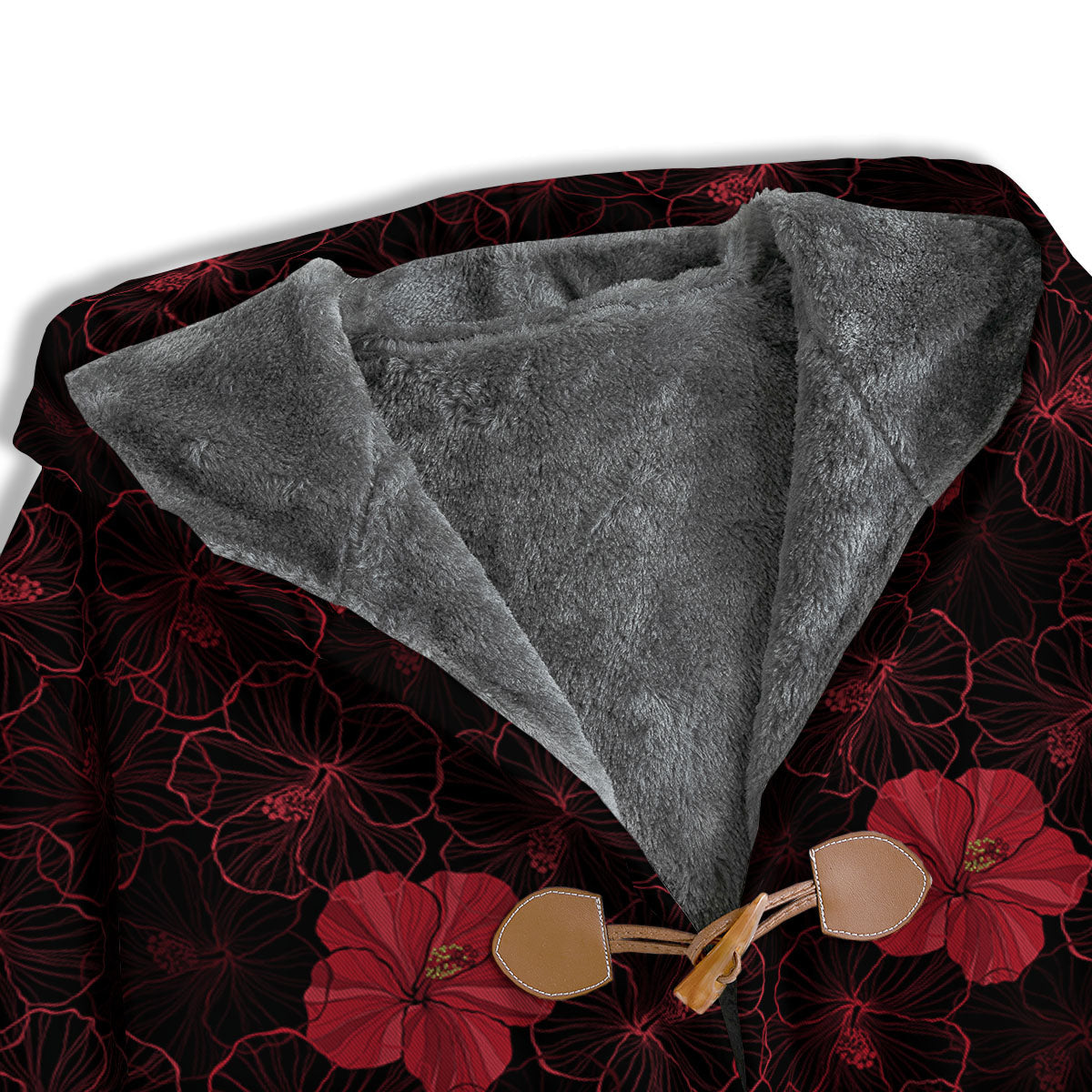 Hibiscus Red And Black Print Pattern Men's Windbreaker Jacket-grizzshop
