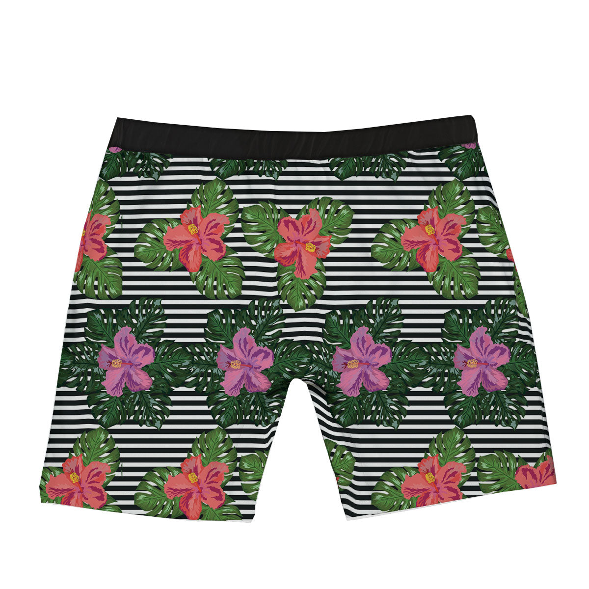 Hibiscus Striped Pink Print Pattern Boxer Briefs-grizzshop