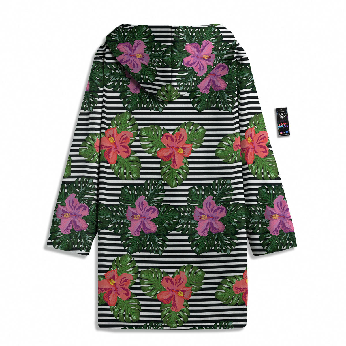 Hibiscus Striped Pink Print Pattern Men's Windbreaker Jacket-grizzshop