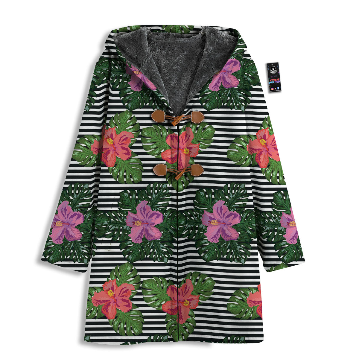 Hibiscus Striped Pink Print Pattern Men's Windbreaker Jacket-grizzshop