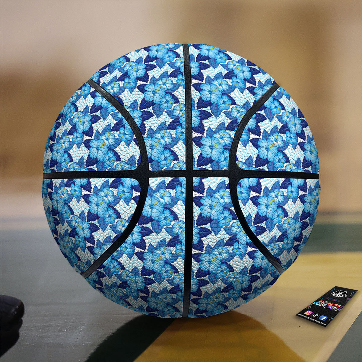 Hibiscus Tropical Blue Print Pattern Basketball-grizzshop