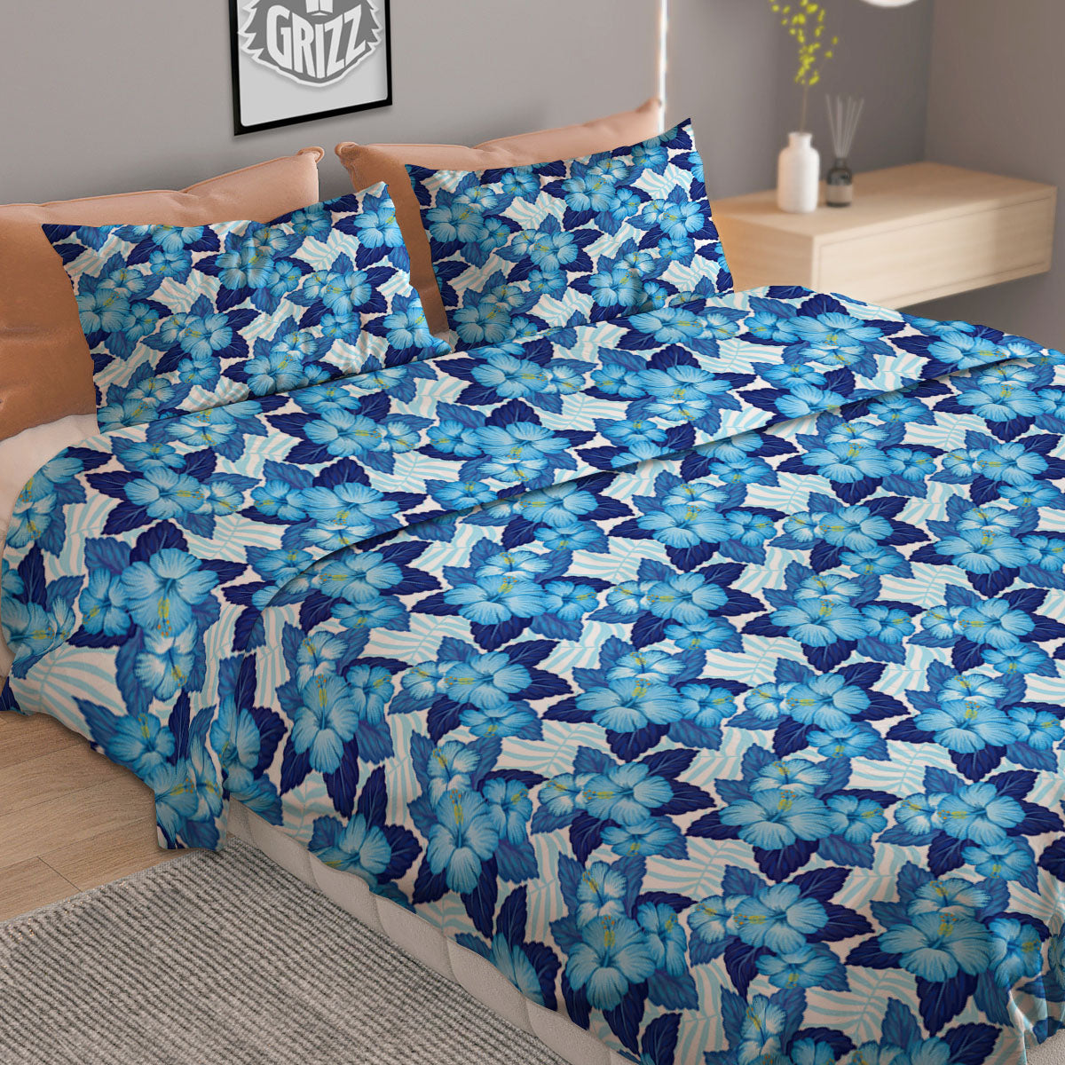 Gold Heart Black Print Pattern Duvet Cover Bedding Set