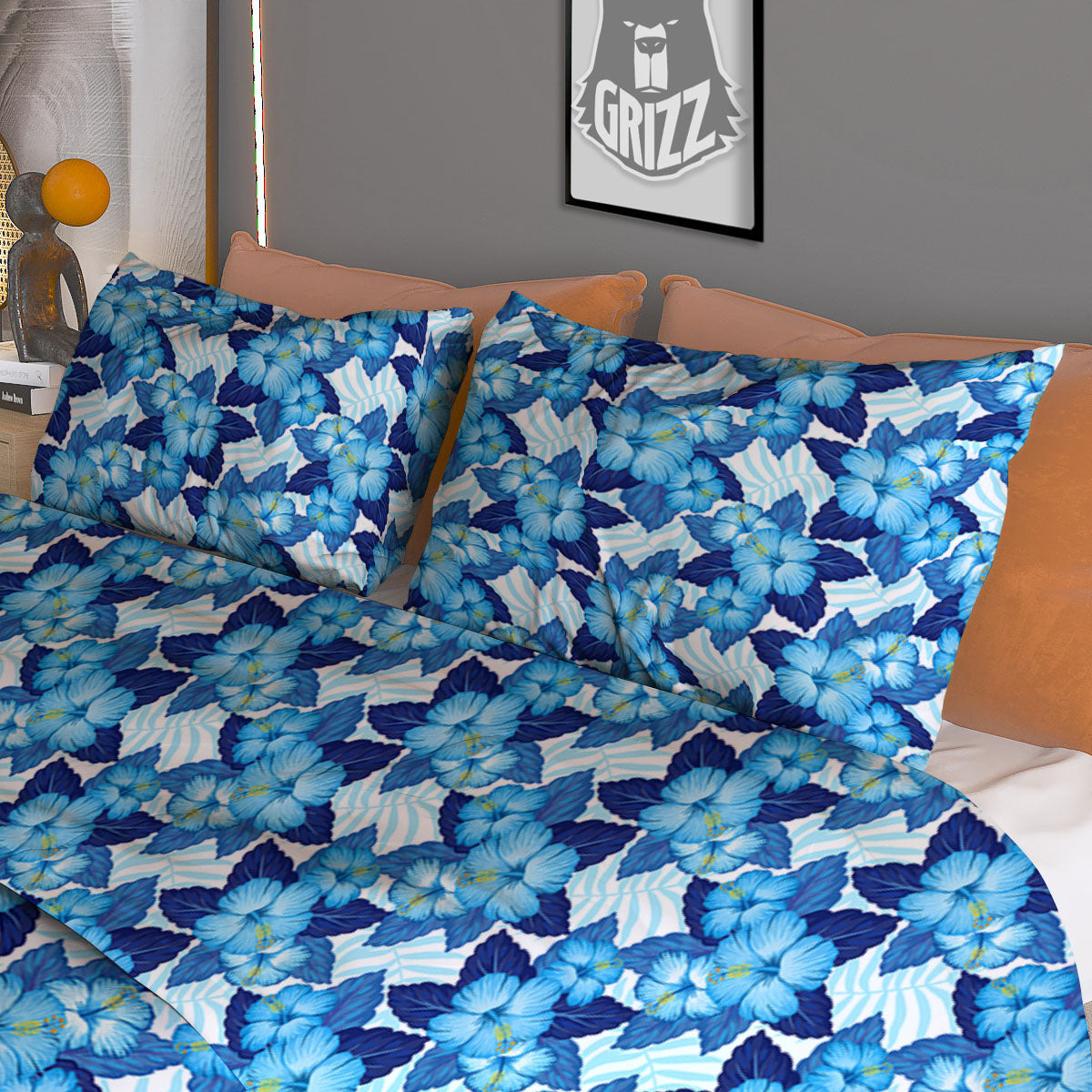 Gold Heart Black Print Pattern Duvet Cover Bedding Set