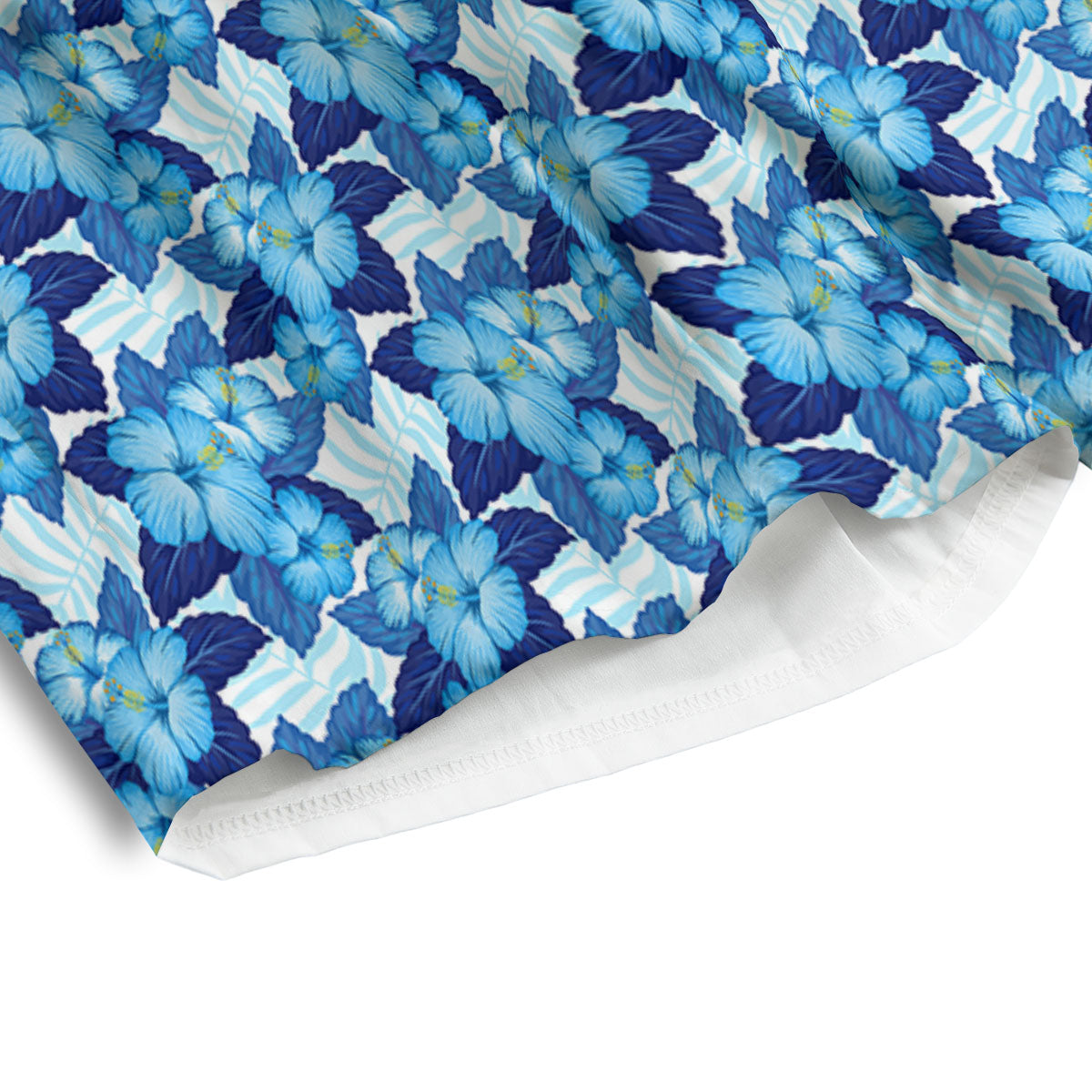Hibiscus Tropical Blue Print Pattern Men's Athletic Shorts