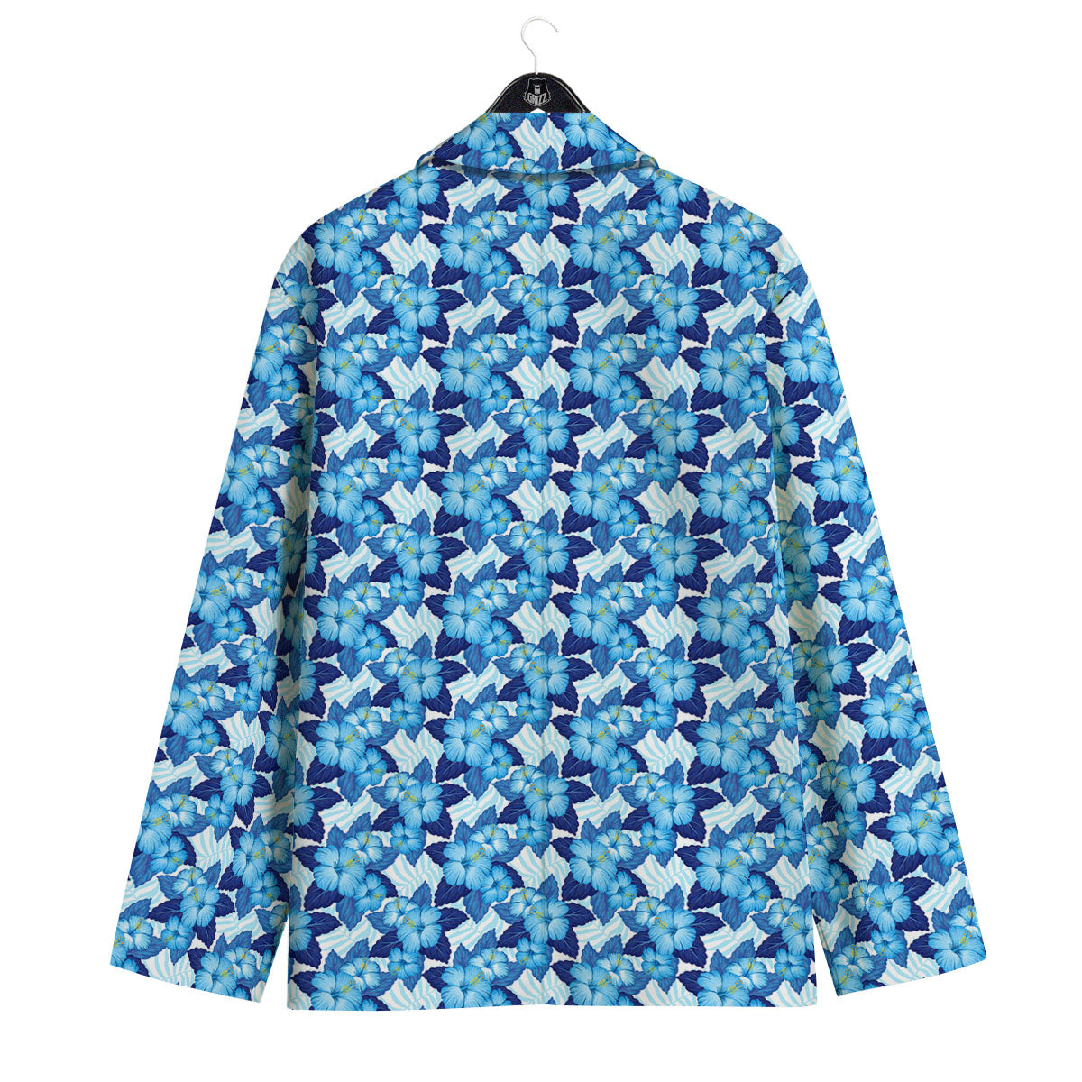 Hibiscus Tropical Blue Print Pattern Men's Sport Coat-grizzshop