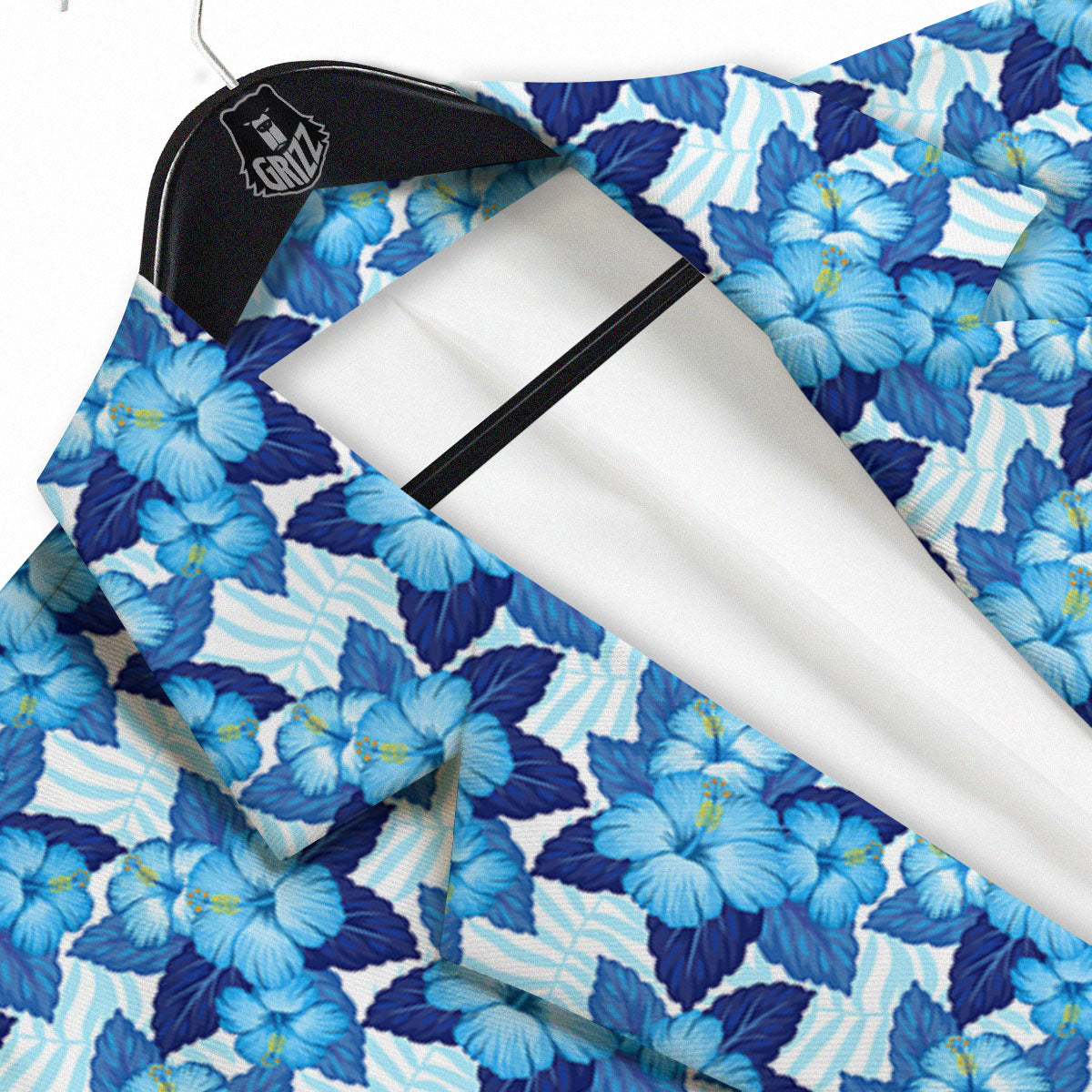 Hibiscus Tropical Blue Print Pattern Men's Sport Coat-grizzshop
