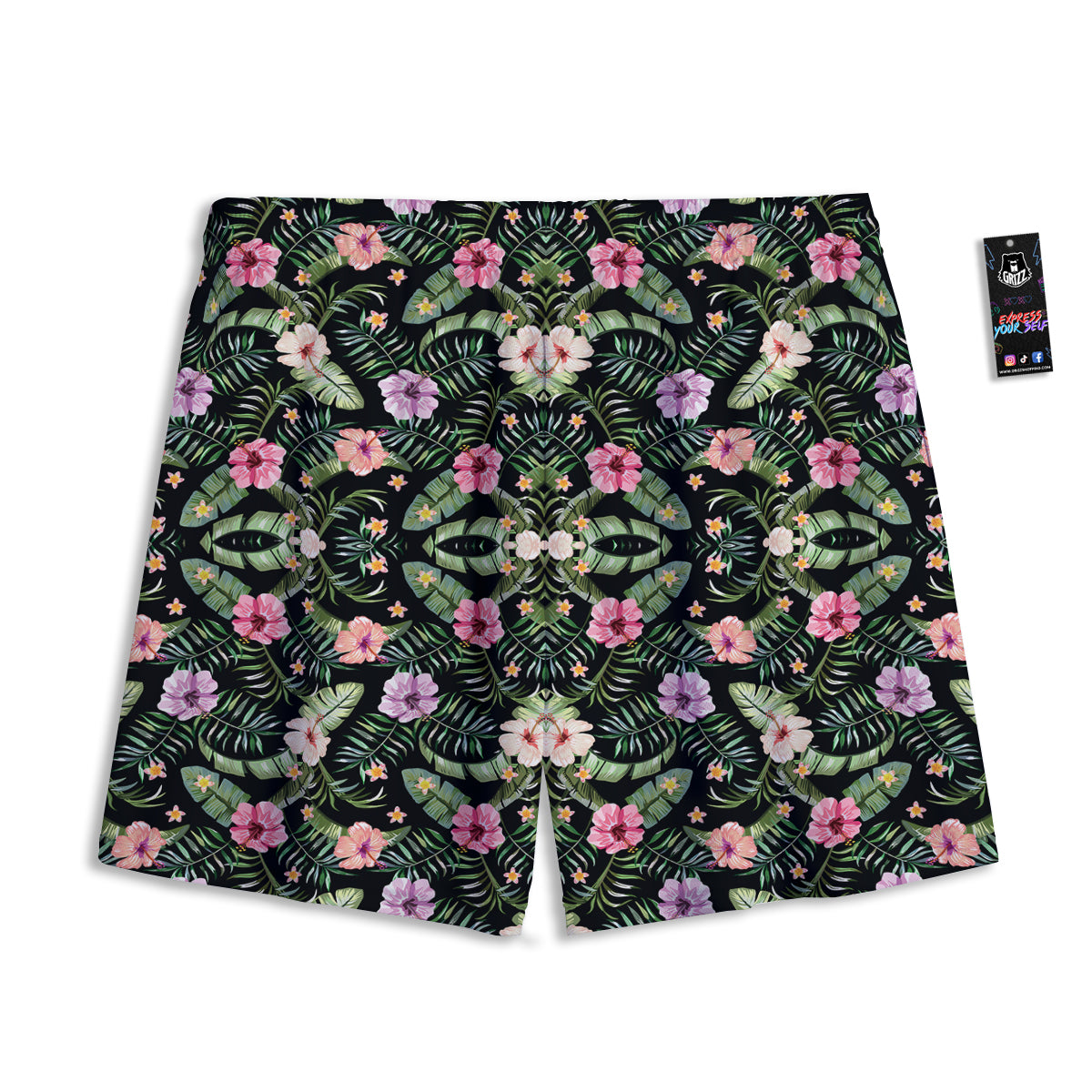 Hibiscus Tropical Floral Vintage Print Pattern Mesh Shorts