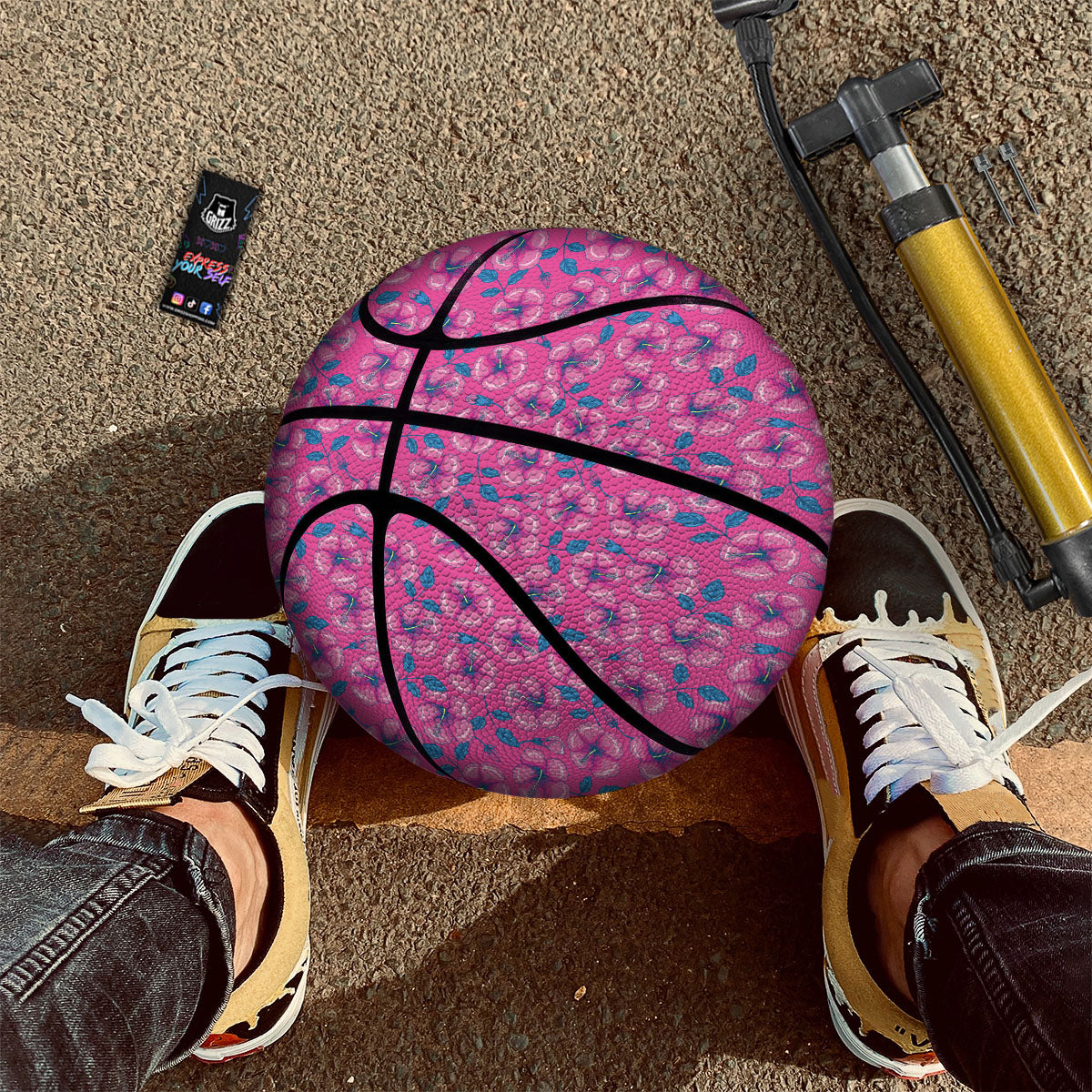 Hibiscus Tropical Hot Pink Print Pattern Basketball-grizzshop
