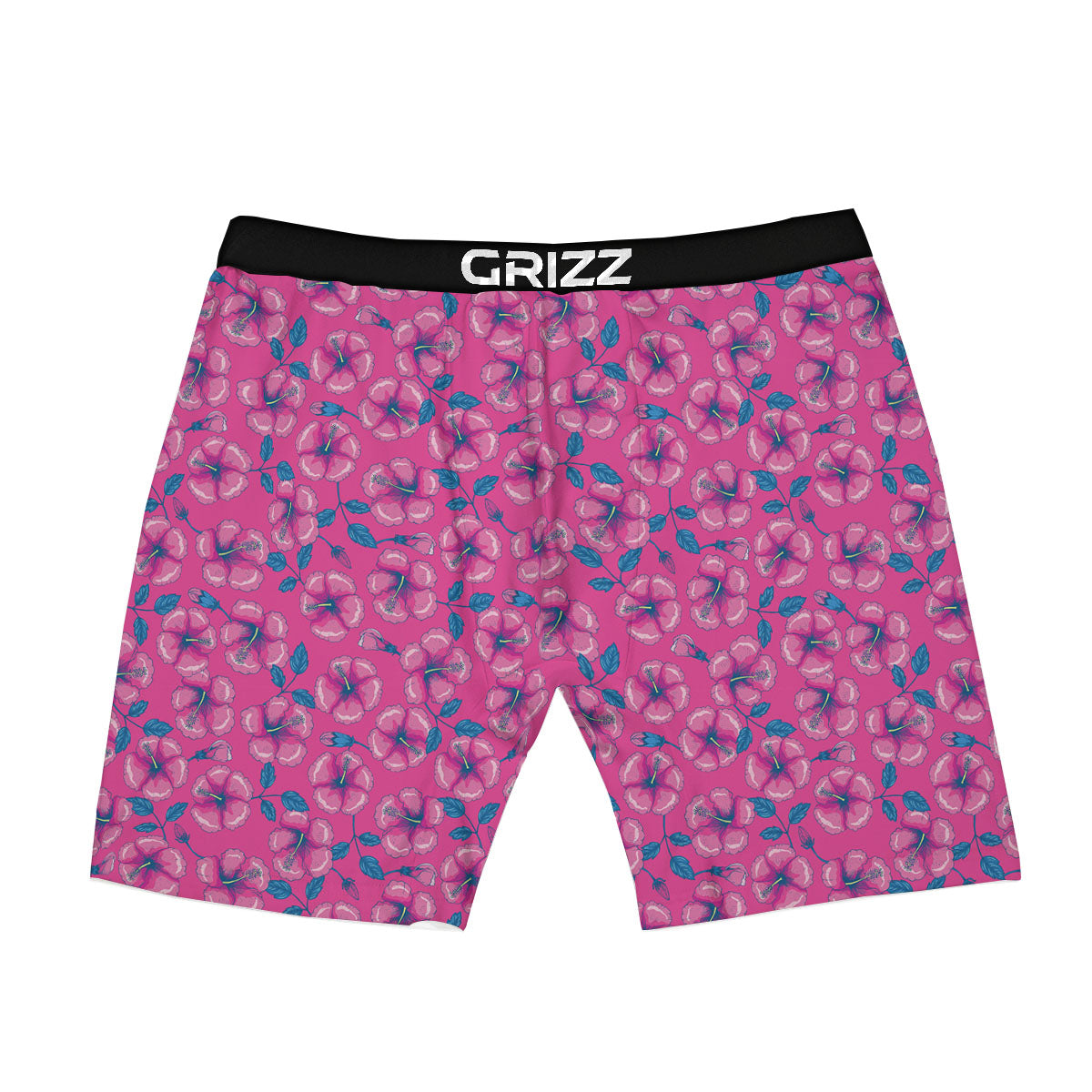 Hibiscus Tropical Hot Pink Print Pattern Boxer Briefs-grizzshop
