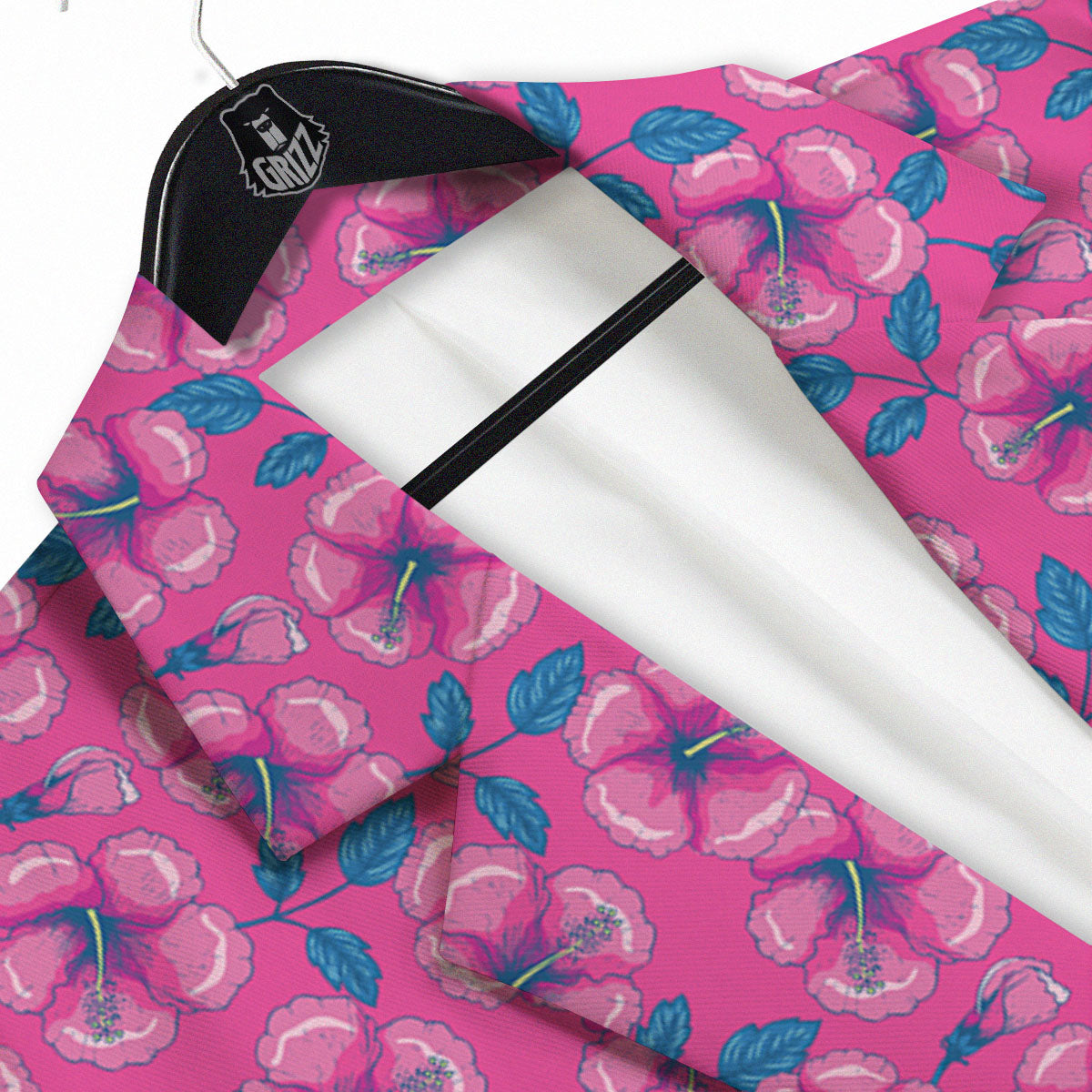 Hibiscus Tropical Hot Pink Print Pattern Men's Sport Coat-grizzshop