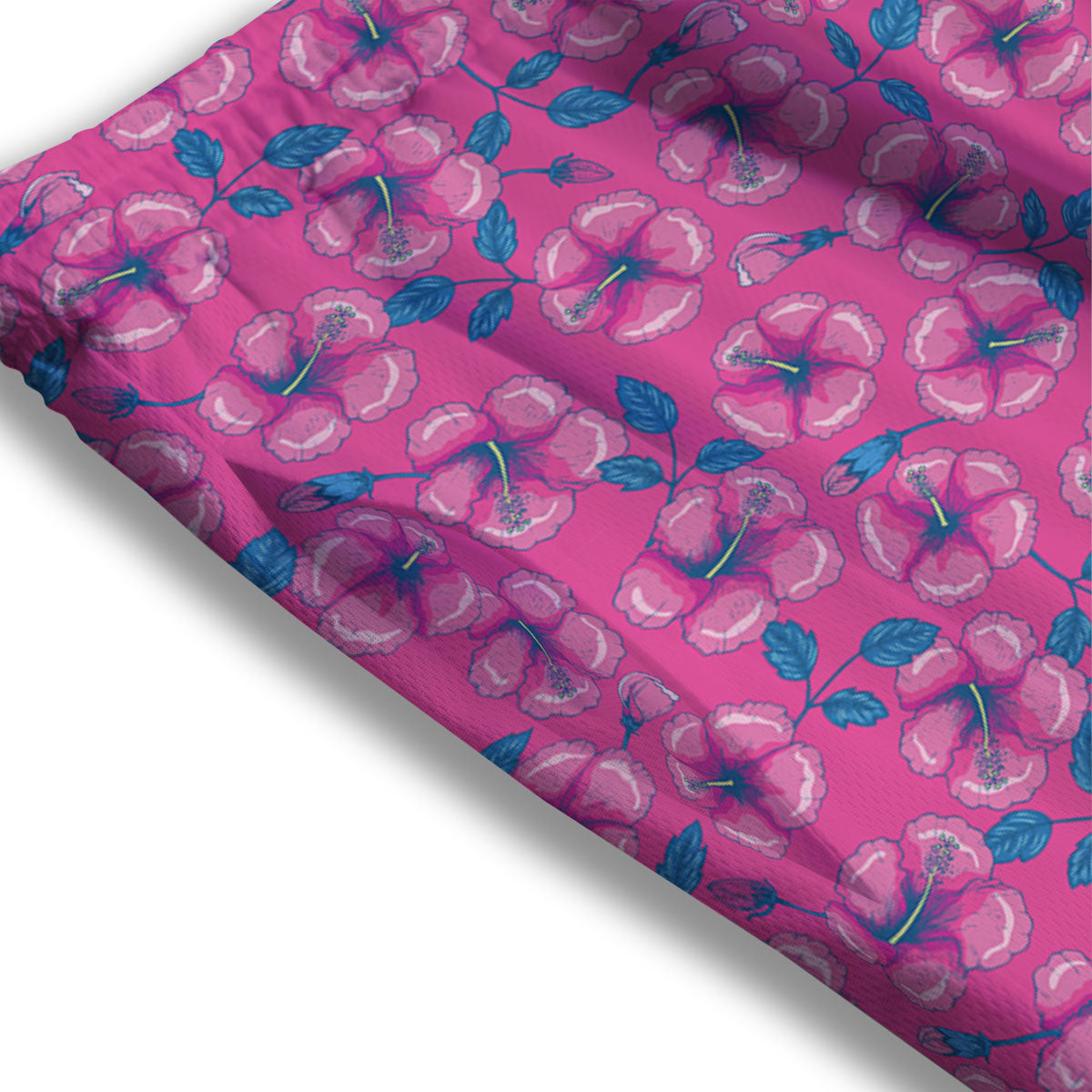 Hibiscus Tropical Hot Pink Print Pattern Mesh Shorts