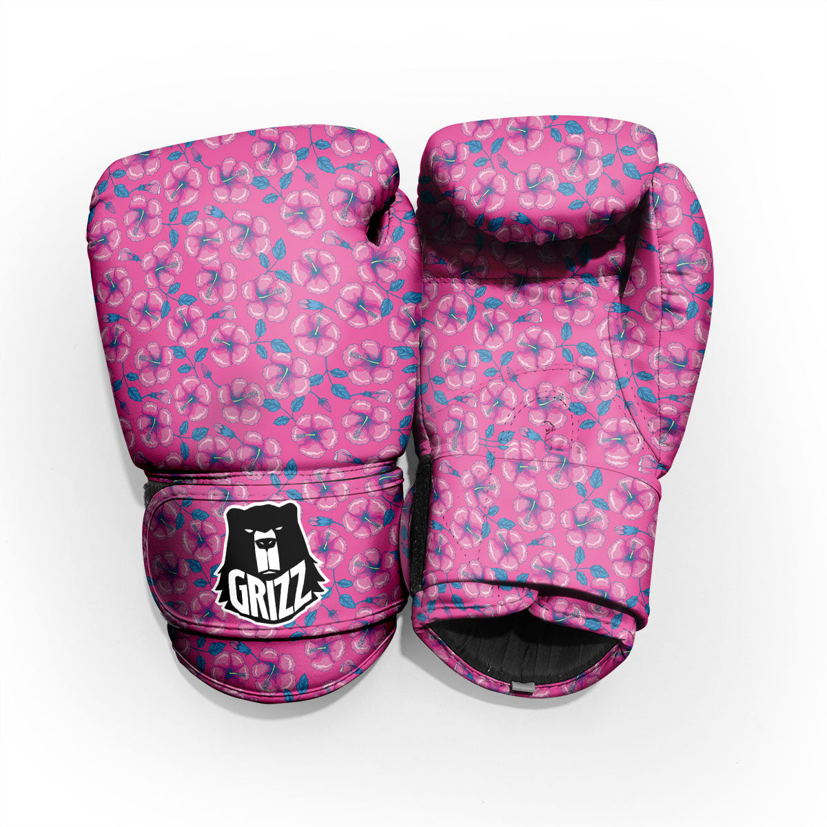 Hibiscus Tropical Hot Pink Print Pattern Pro Boxing Glove