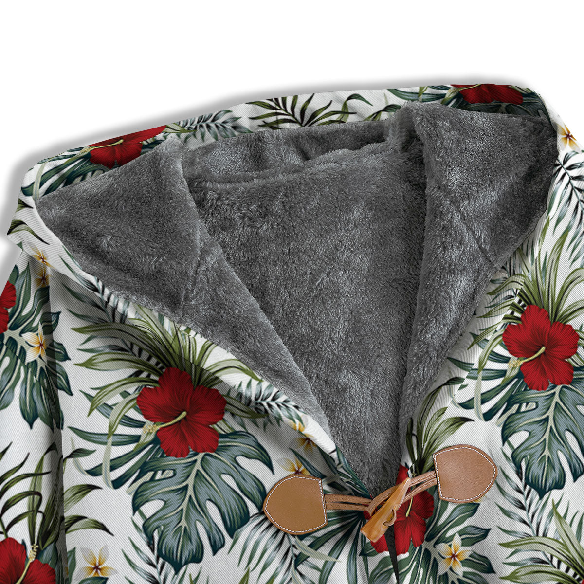 Hibiscus White Tropical Print Pattern Men's Windbreaker Jacket-grizzshop