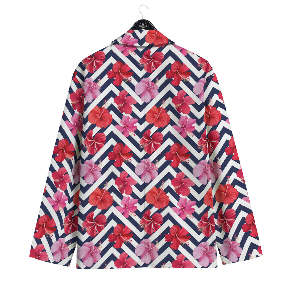 Hibiscus Zigzag Pink Print Pattern Men's Sport Coat-grizzshop