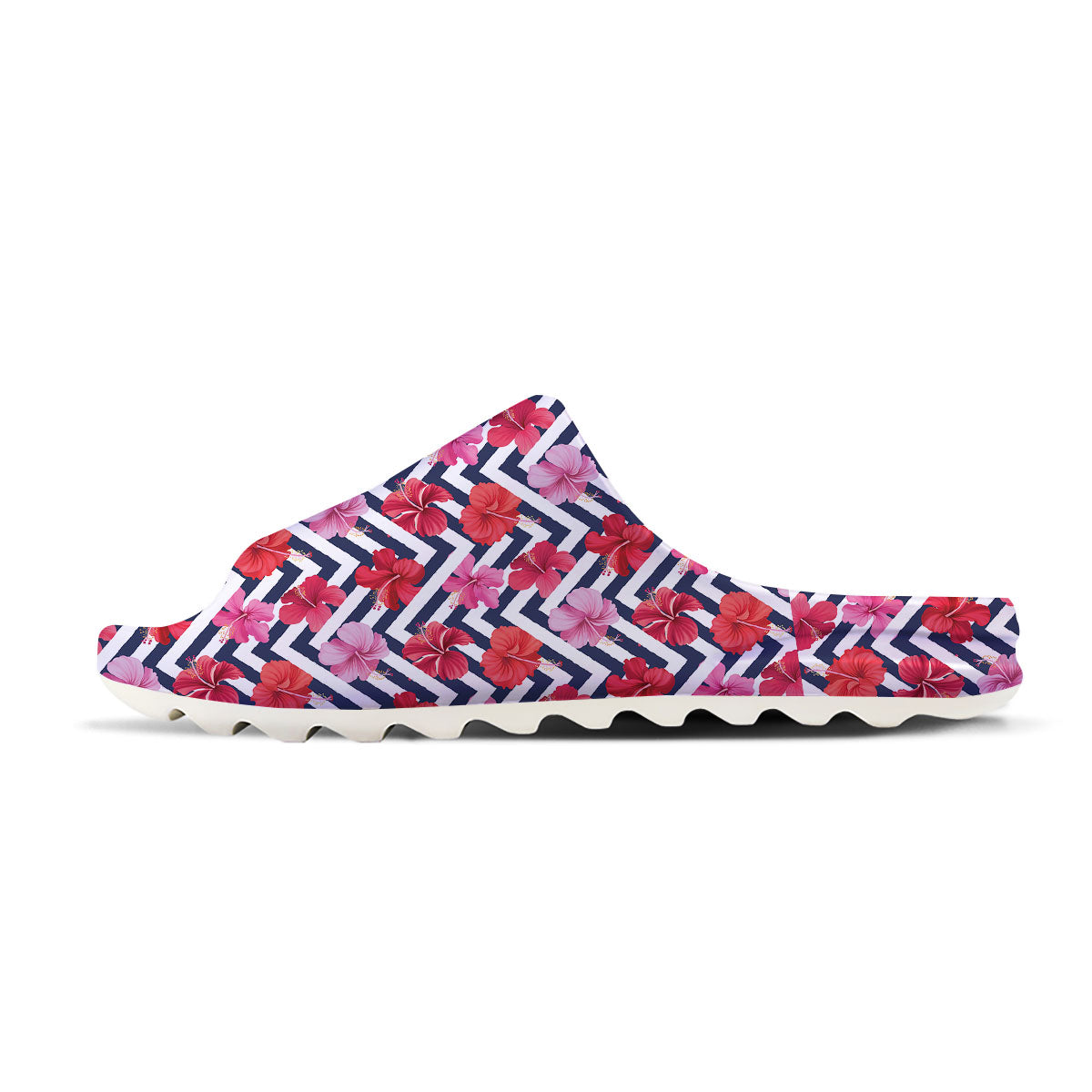 Hibiscus Zigzag Pink Print Pattern Sandals-grizzshop