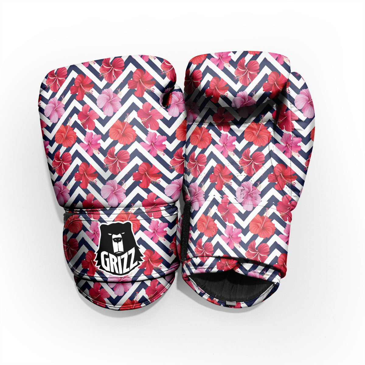 Hibiscus Zigzag Pink Print Pattern Pro Boxing Glove