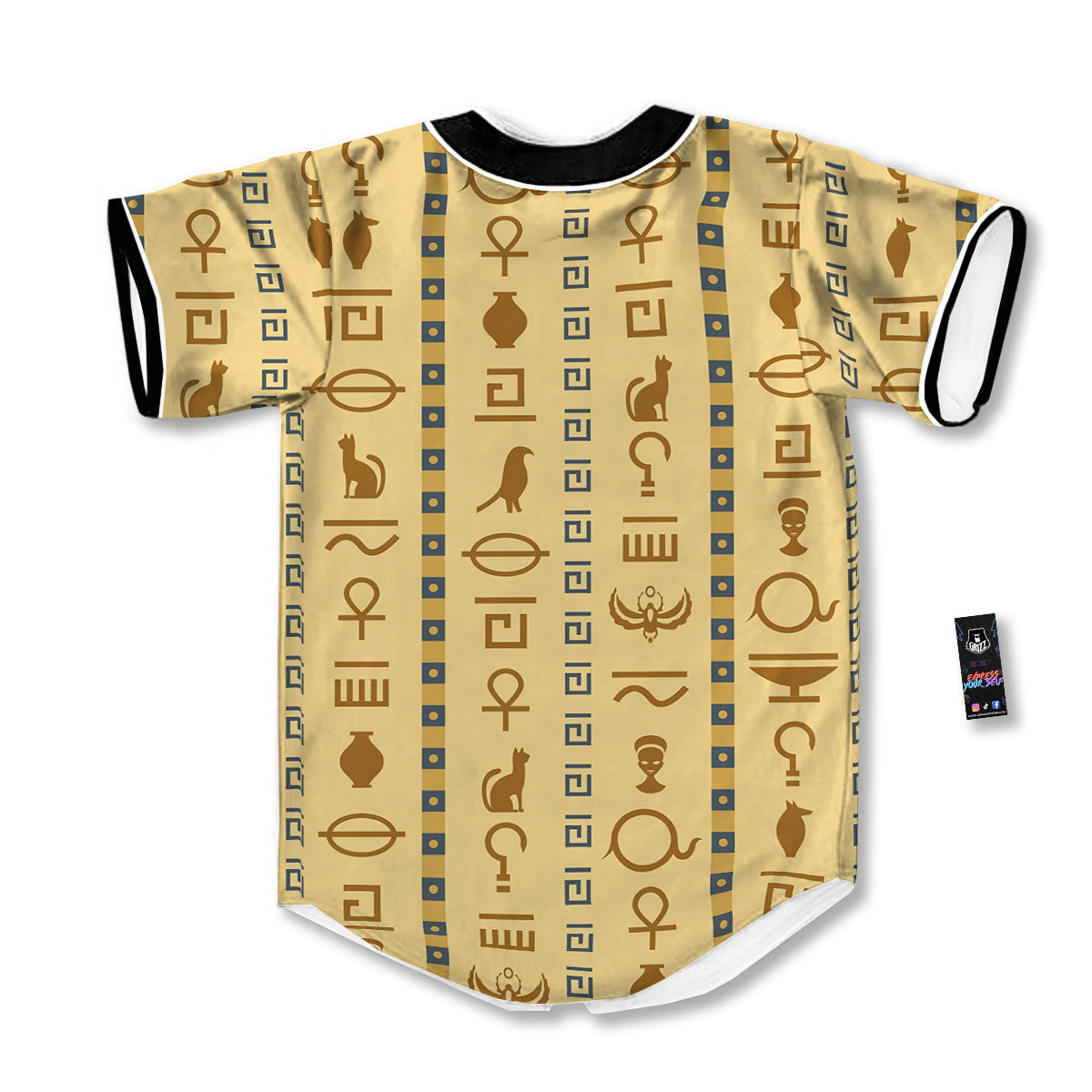 Hieroglyphs Ancient Egyptian Print Baseball Jersey-grizzshop