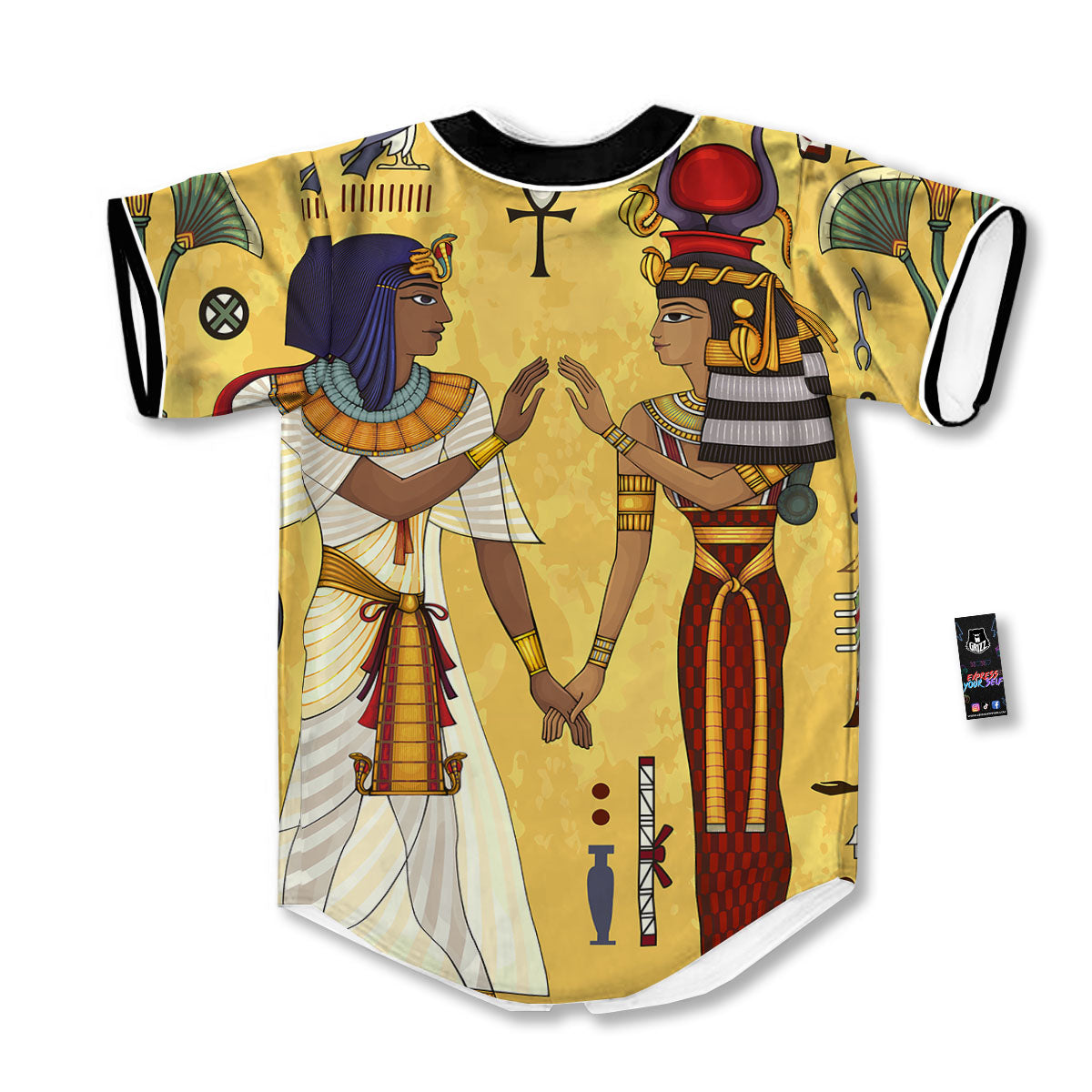 Hieroglyphs And Gods Egyptian Print Baseball Jersey-grizzshop
