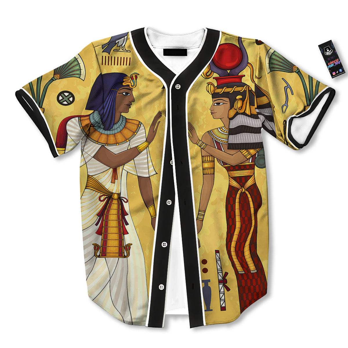 Hieroglyphs And Gods Egyptian Print Baseball Jersey-grizzshop