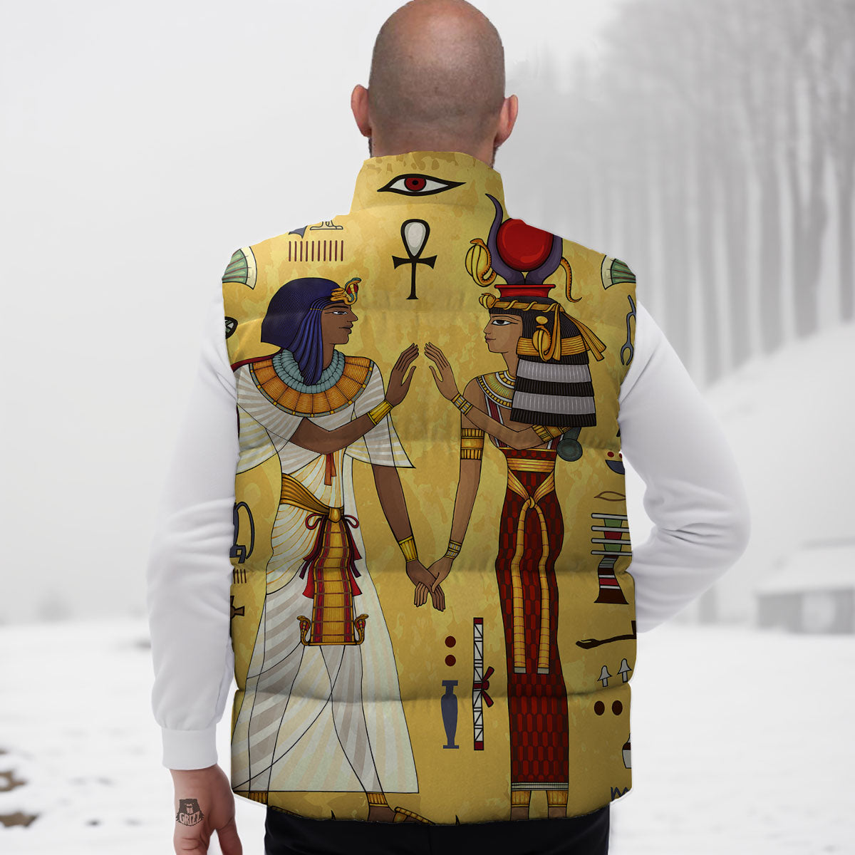 Hieroglyphs And Gods Egyptian Print Down Vest