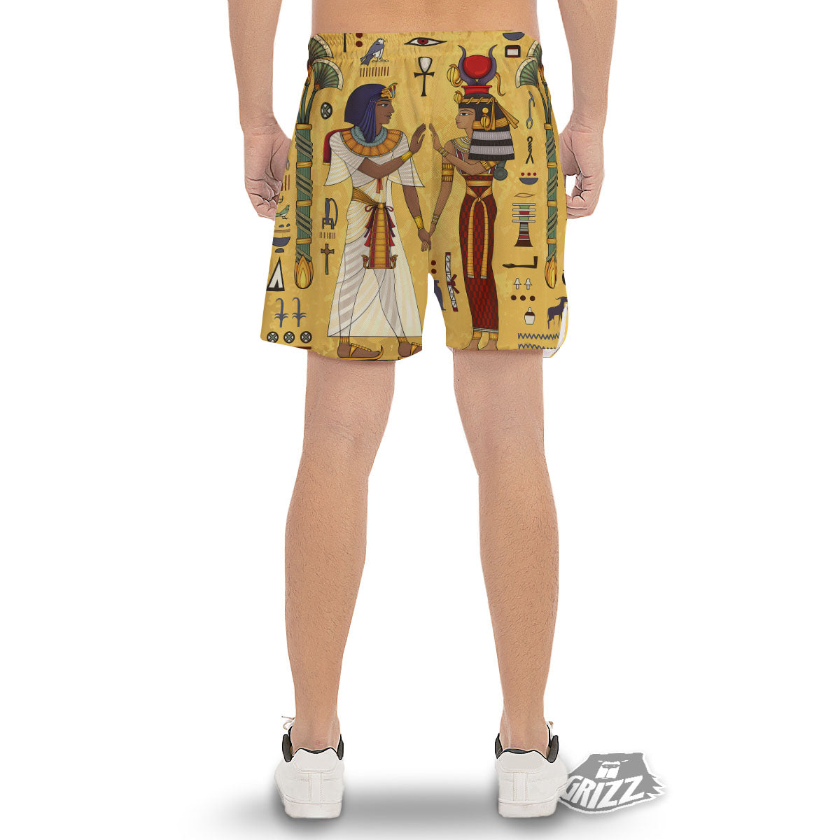 Hieroglyphs And Gods Egyptian Print Men's Gym Shorts-grizzshop