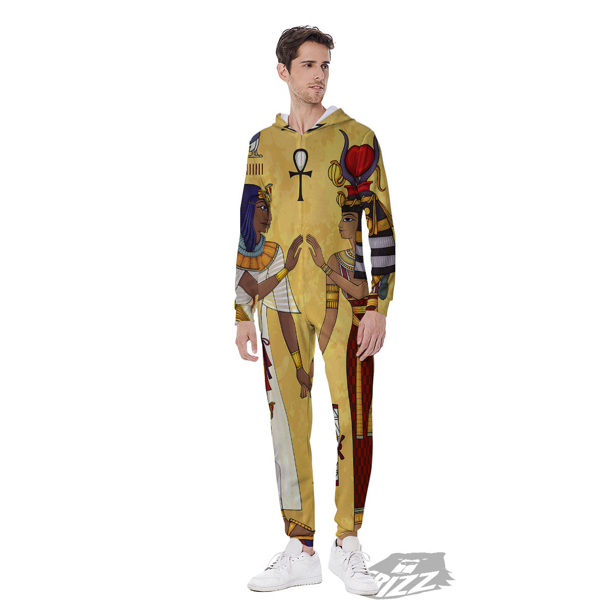 Hieroglyphs And Gods Egyptian Print Men's Jumpsuit-grizzshop