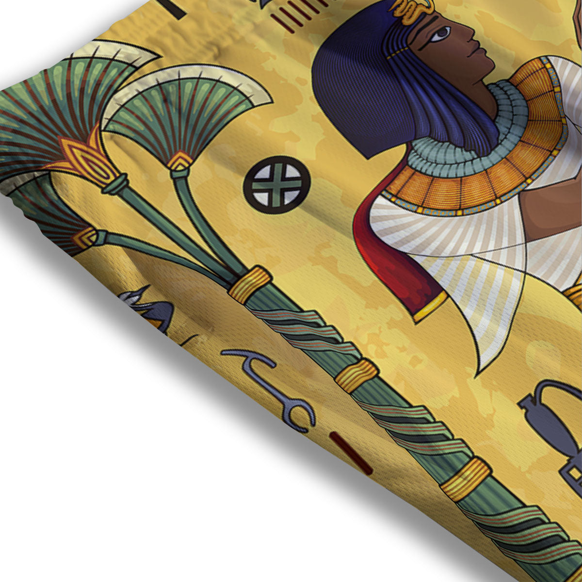 Hieroglyphs And Gods Egyptian Print Mesh Shorts
