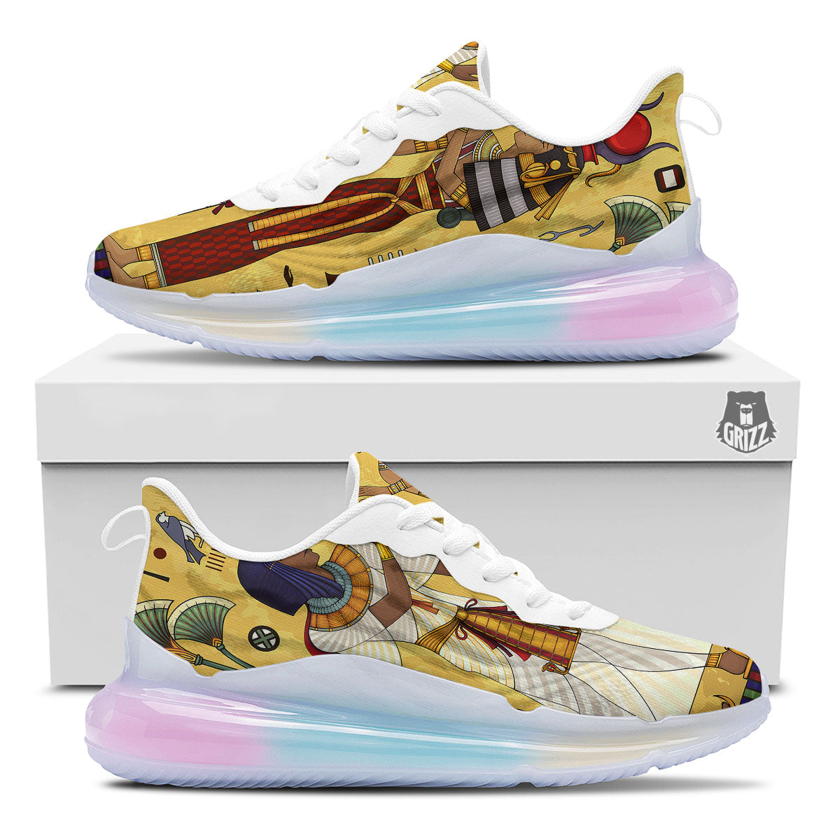Hieroglyphs And Gods Egyptian Print Running Sneakers-grizzshop