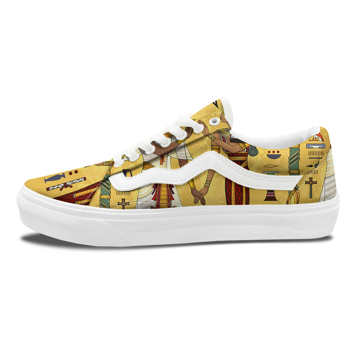 Hieroglyphs And Gods Egyptian Print Skate Shoes-grizzshop