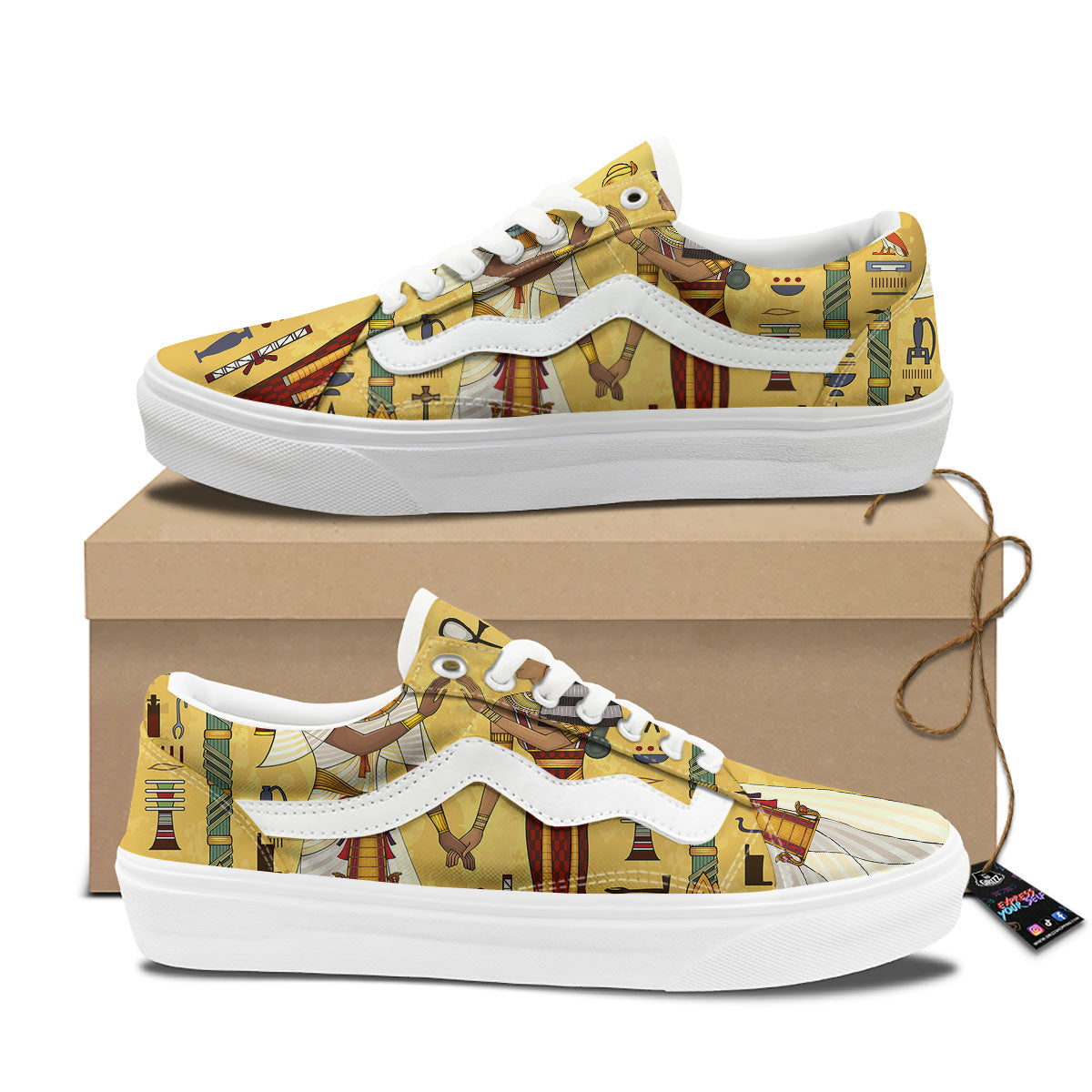 Hieroglyphs And Gods Egyptian Print Skate Shoes-grizzshop