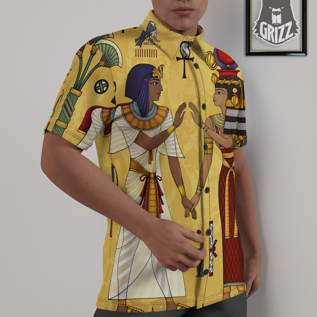 Hieroglyphs And Gods Egyptian Print Untucked Shirts-grizzshop