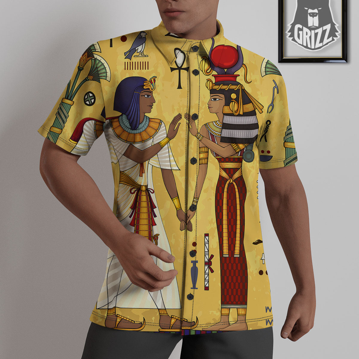 Hieroglyphs And Gods Egyptian Print Untucked Shirts-grizzshop